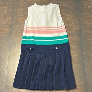 Girls Janie and Jack navy and white striped sweater dress, size 4